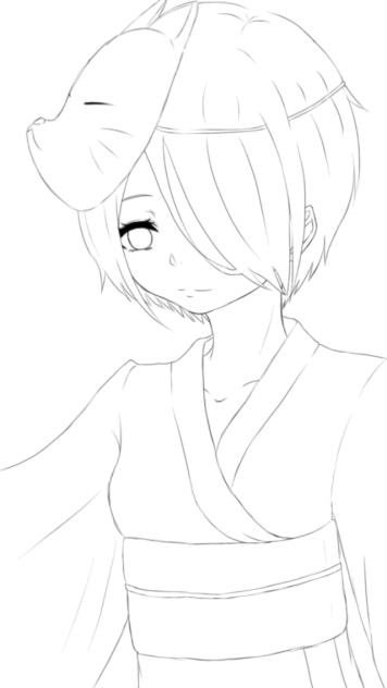 浴衣 女の子 線画 Ibispaint