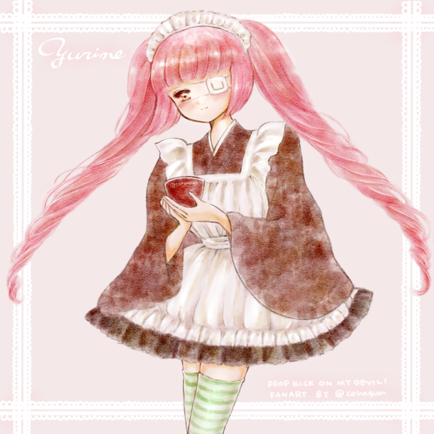 邪神ちゃんドロップキックゆりね眼帯わんこそばファンアート。