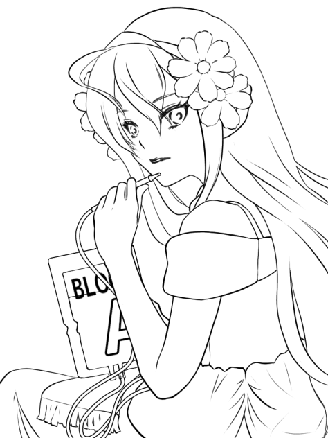 線画　吸血鬼ちゃんのランチタイム