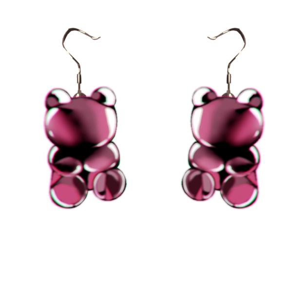 glossy jelly bear earings