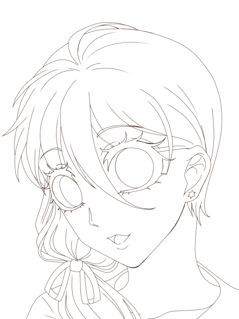 線画「女の子」