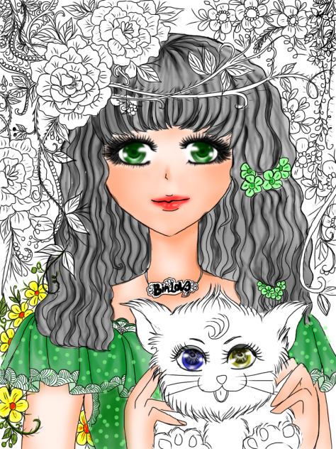 Vẽ manga - Baby girl and flower