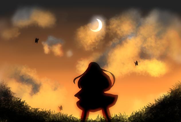 黄昏時に舞う