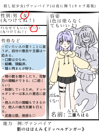 殺舞うのキャラ募参加した！