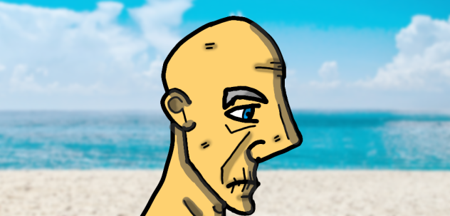 old man on the beach