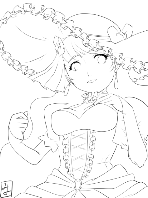 深紅　line art