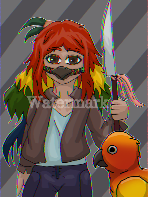 I drew our pet Sun conure