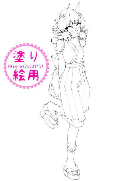 👹けん玉　塗り絵