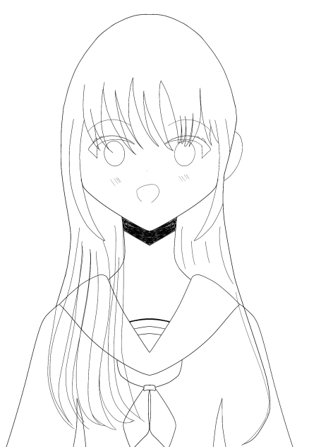 セーラー服の女の子　線画