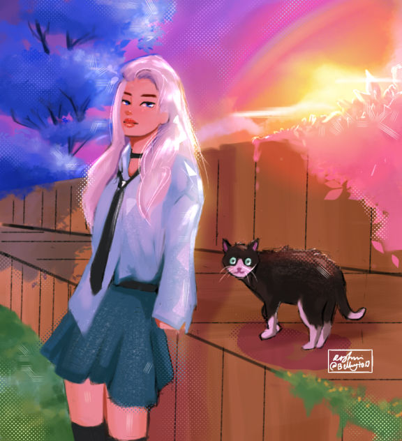 Girl and Cat