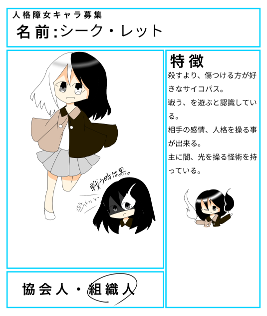 人格障女キャラ募集です