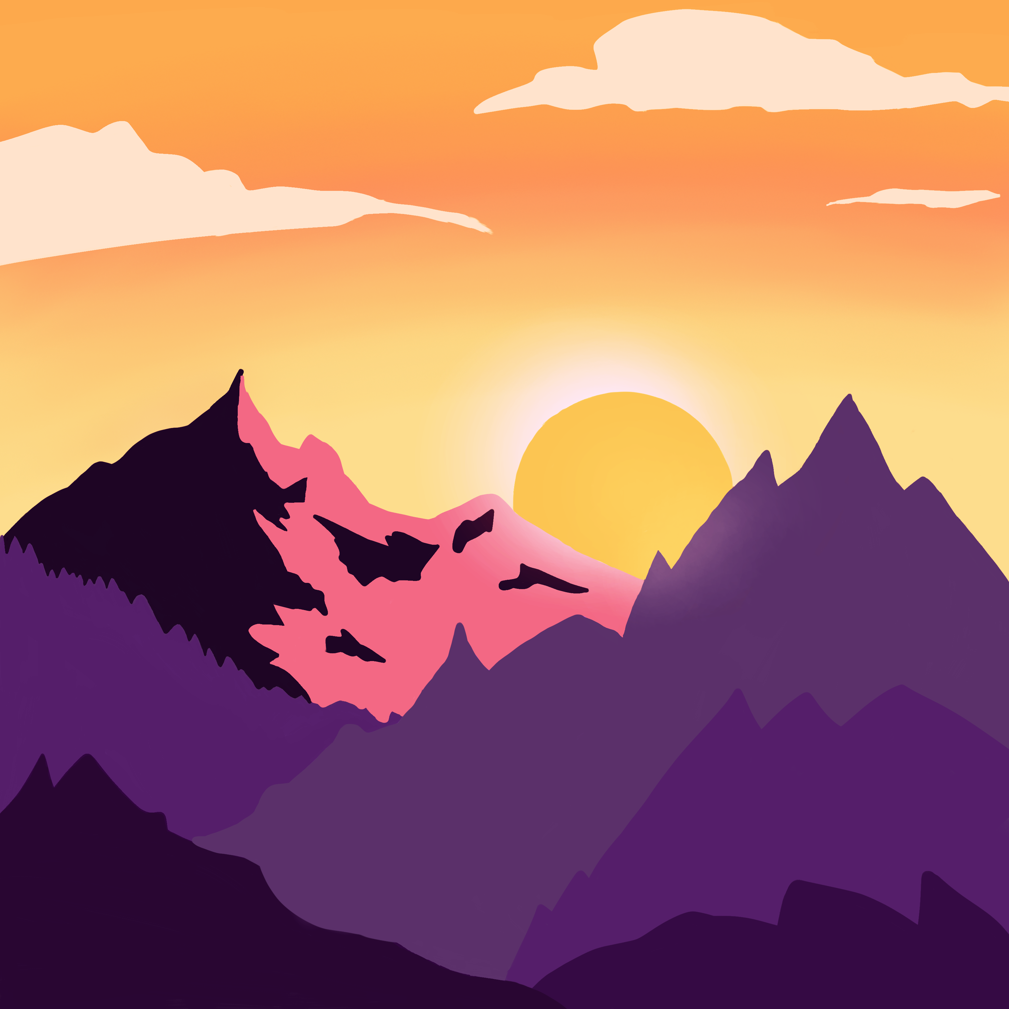 Sunset Mountain View Art - ibisPaint