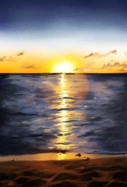 Sunset beach scene