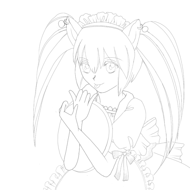 海辺のテラスにて（線画）