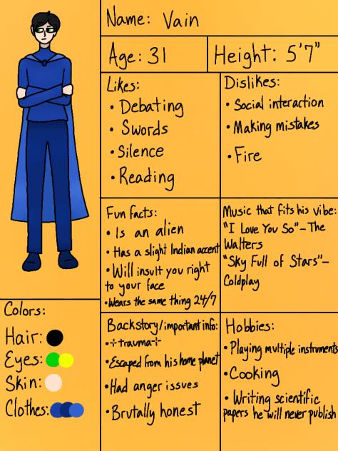 Vain reference sheet