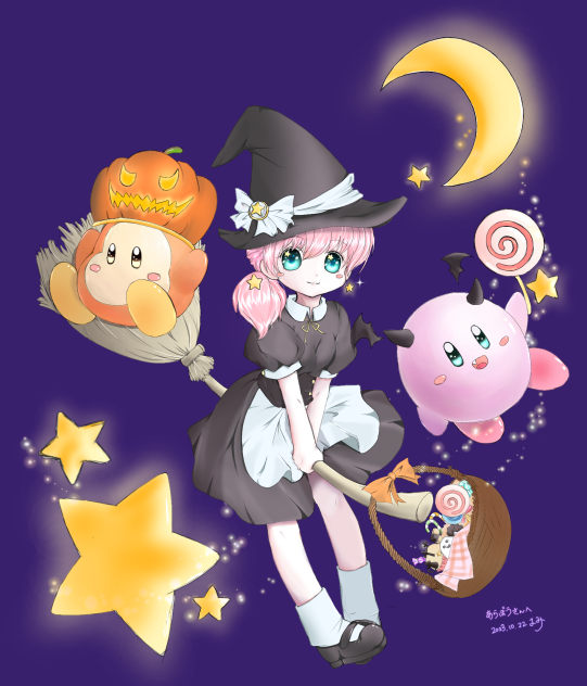 人魚姫のごめんねごはん×怪盗キッド コラボ ハロウィンイラストカード R429 ハロウィンの夜に(あらぼうさんとカービィたち) - ibisPaint