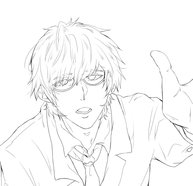 線画 眼鏡男子