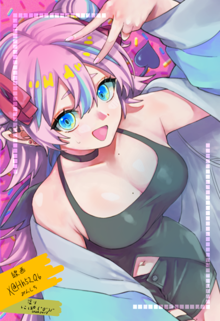 みんしち様の線画　塗りました(੭ु ˃̶͈̀ ω ˂̶͈́)੭ु