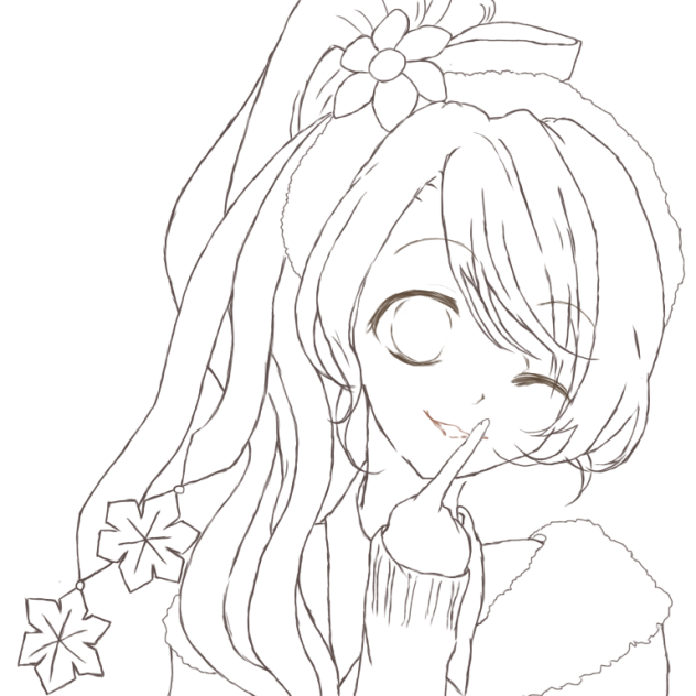 白猫 茶熊ソフィ線画 Ibispaint