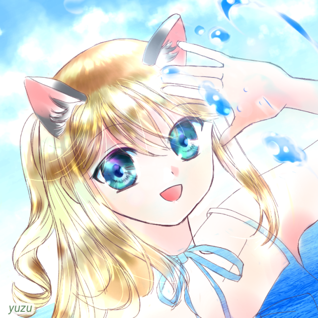めいきんぐ、フリーアイコン、女の子。海、着彩