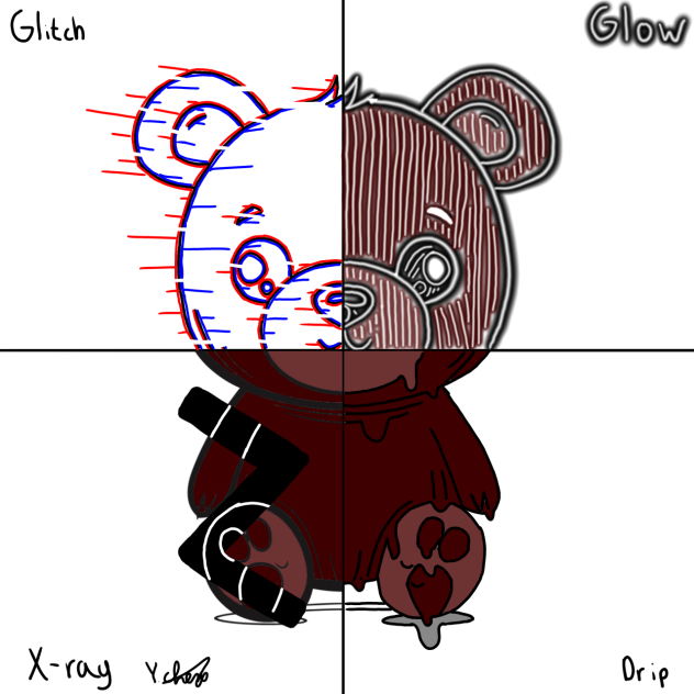 Teddy Bear 4 Styles Drawing - ibisPaint