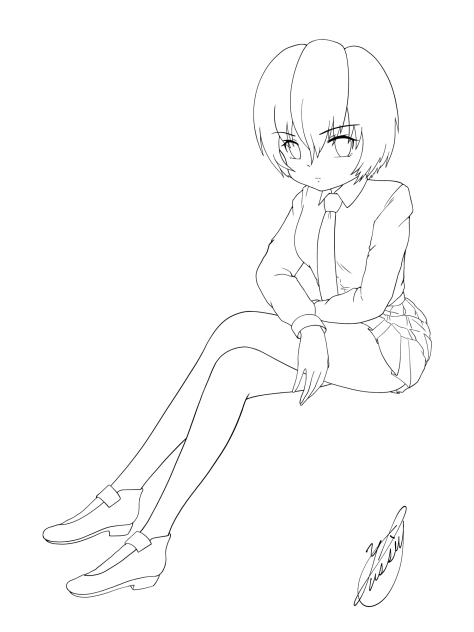boyish girl（線画）