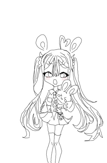 ウサギ大好き💕(線画)