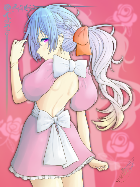 バックレスリボンドレス