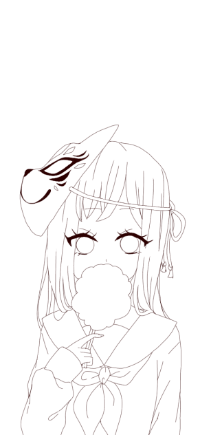 狐と綿菓子【線画】