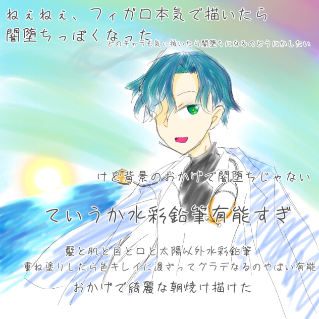 朝焼けの海とフィガロ