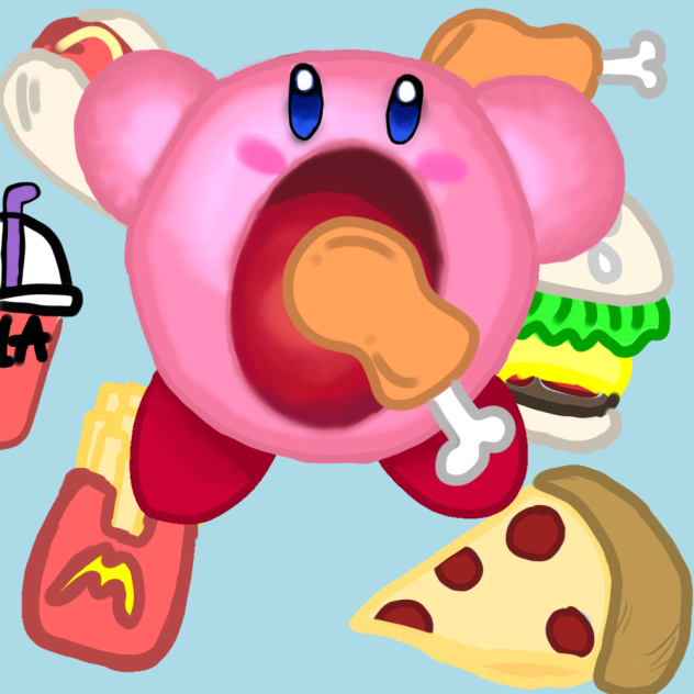 Kirby eating fast food 🍗🍟🍕🍗🍔🌭