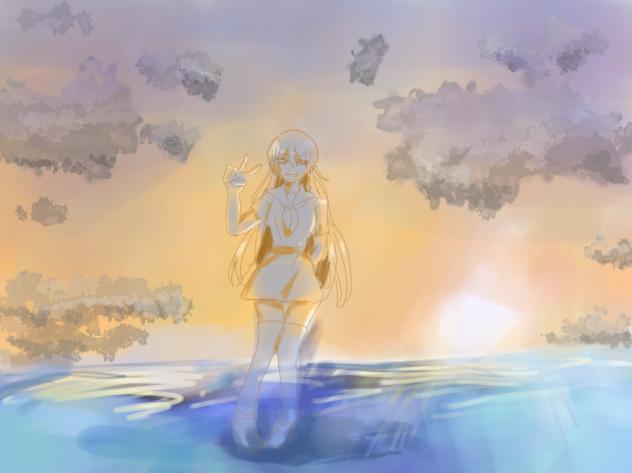 夕暮れの海
