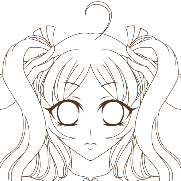 線画「ツインテ少女」