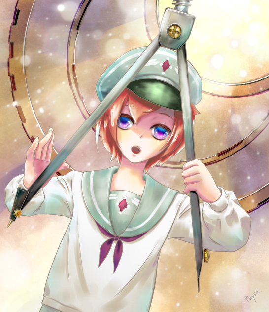 週末の落書き14 コンパスと男の子 塗り