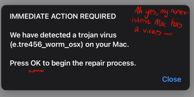 Wow my Mac I don’t have has a virus er