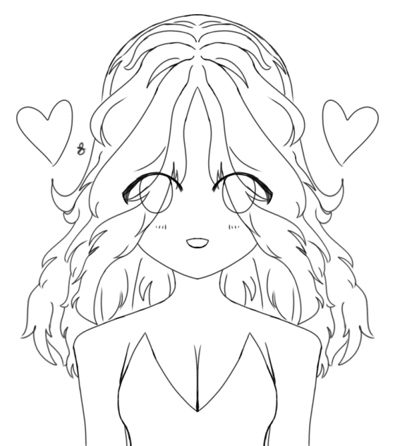 Front Faced Girl Lineart