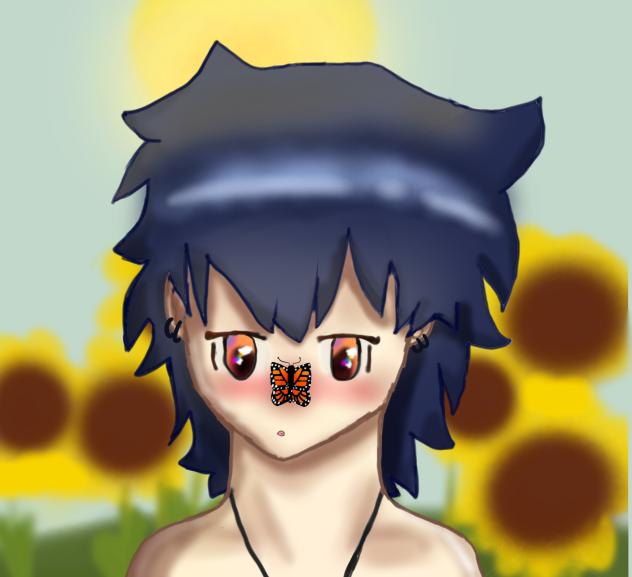 Butterfly and sunflowers!