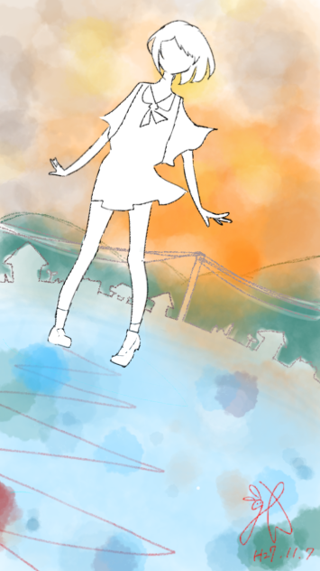 夕日の背景を描きたかっただけ