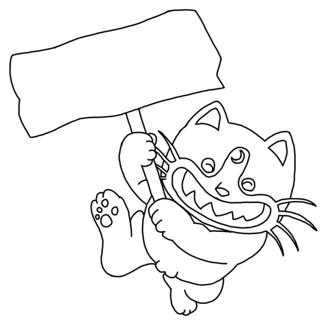 【線画】小鉄（看板には文字を書いてね）