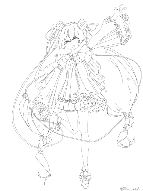 塗り絵】マジカルミライ2021ミクさん💕【ご自由に】 - ibisPaint