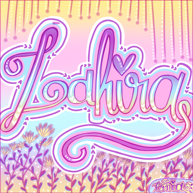Lettering con el nombre Zahira 💛💜