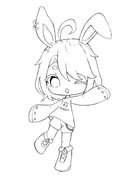 色ぬり線画　殺人うさぎ