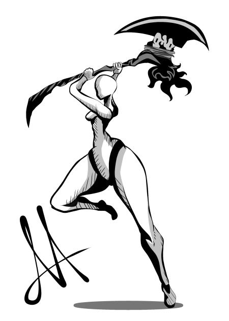 pose with axe