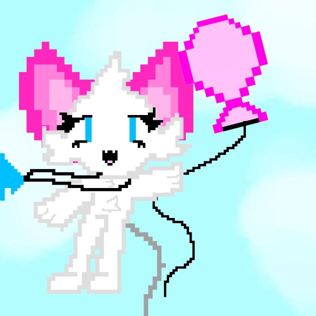 Molly flying with a balloon!