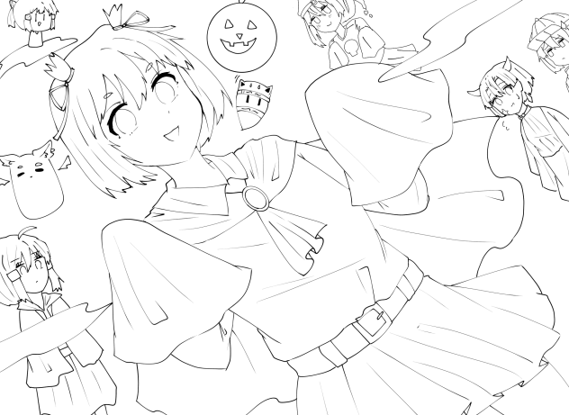 ハッピーハロウィ〜ン！！線画