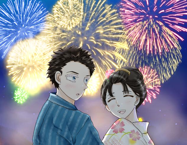 鬼滅の刃　狛治と恋雪　花火