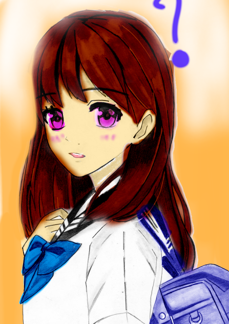 school anime girl confused - ibisPaint