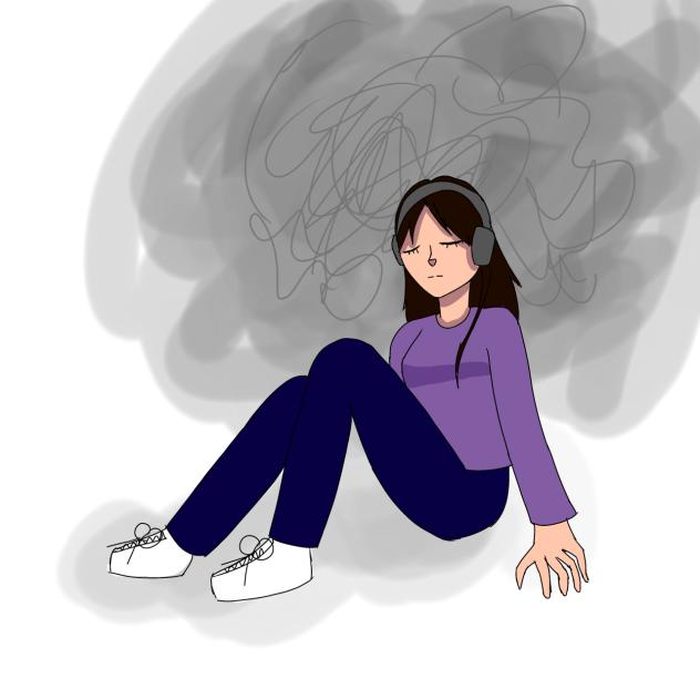 Random girl wearing headphones