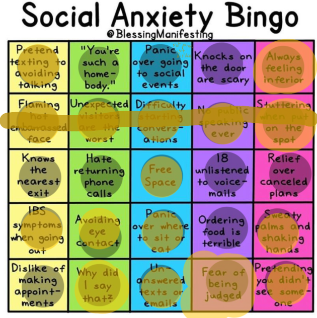 Social Anxiety Bingo