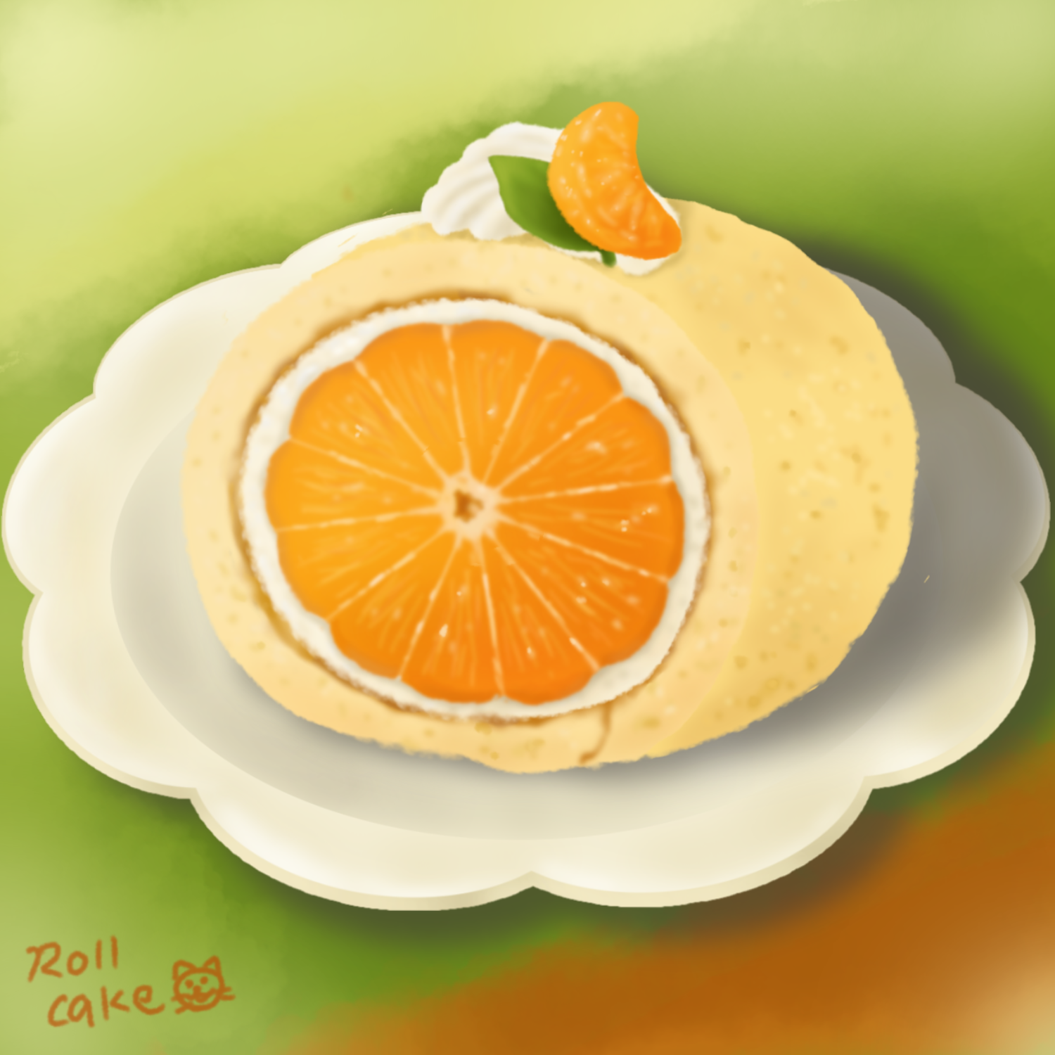 mandarin roll cake 🍊 - ibisPaint